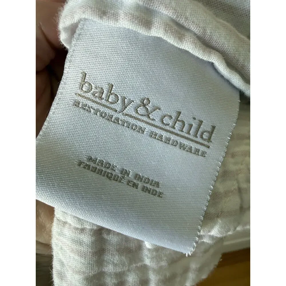 Restoration Hardware Baby & Child Gauze Cotton Baby Blanket White Pink‎ Stripe